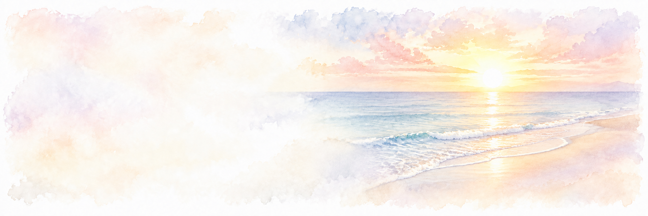 Watercolor sunrise over a peaceful coast